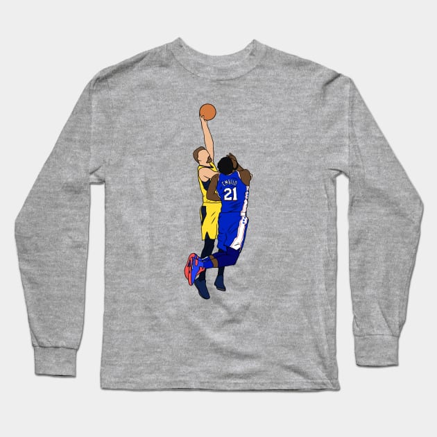 Domantas Sabonis Dunks On Joel Embiid Long Sleeve T-Shirt by rattraptees